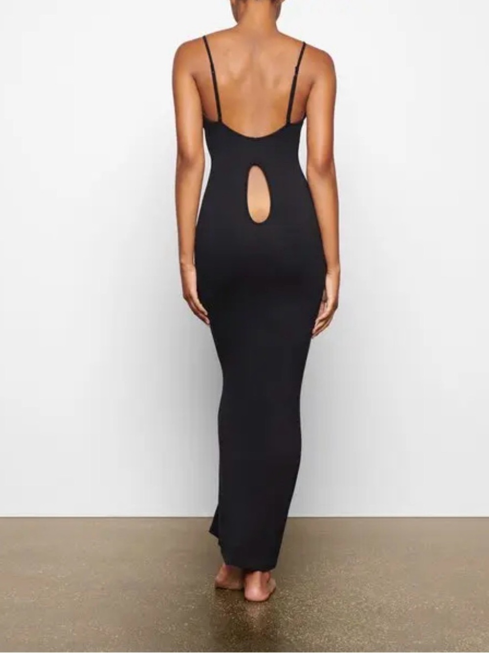 Skims Soft Lounge Low Back Keyhole Maxi Dress Women’s Small Black Slip Bodycon